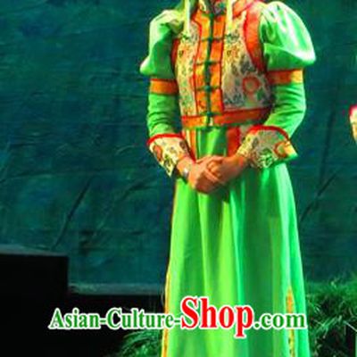 Chinese Historical Drama Yinzhan Naxi Ancient Mongolian Lady Garment Costumes Traditional Stage Show Dress Qing Dynasty Ethnic Female Apparels and Headpieces