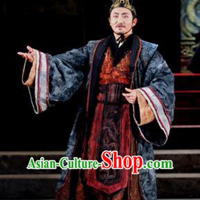 Chinese Traditional Qin Dynasty Chancellor Clothing Stage Performance Historical Drama Fu Sheng Apparels Costumes Ancient Prime Minister Li Si Garment and Headwear