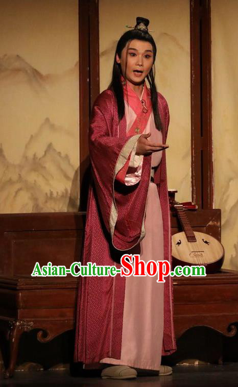 Chinese Traditional Jin Dynasty Young Male Clothing Stage Performance Historical Drama Guang Ling San Apparels Costumes Ancient Scholar Lv An Garment and Headwear