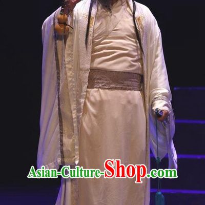 Chinese Traditional Jin Dynasty Gifted Male Clothing Stage Performance Historical Drama Guang Ling San Apparels Costumes Ancient Scholar Garment and Headwear
