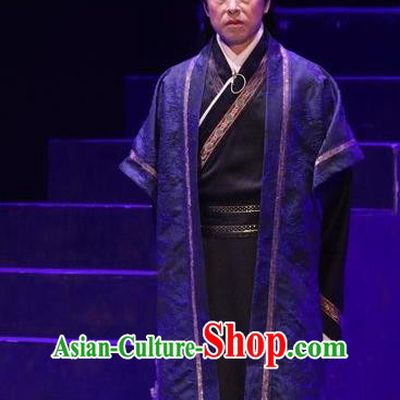 Chinese Traditional Jin Dynasty Scholar Clothing Stage Performance Historical Drama Guang Ling San Apparels Costumes Ancient Distinguished Men Shan Tao Garment and Headwear