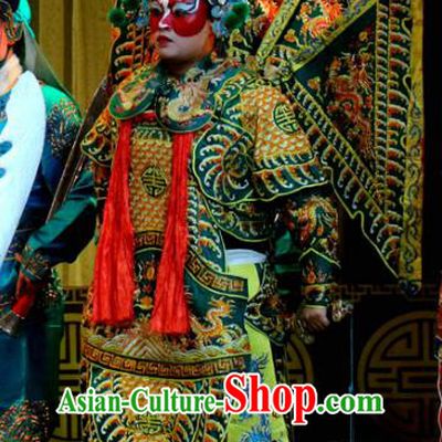 Tie Long Mount Chinese Sichuan Opera General Kao Apparels Costumes and Headpieces Peking Opera Highlights Soldier Garment Armor Clothing with Flags