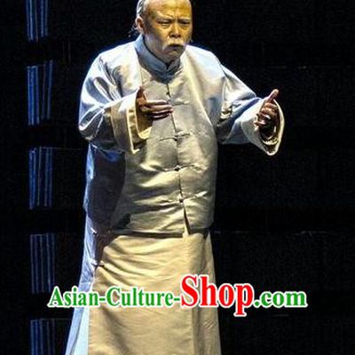 Chinese Traditional Qing Dynasty Buddhist Clothing Stage Performance Historical Drama Yang Renshan Apparels Costumes Ancient Elderly Scholar Garment and Headwear