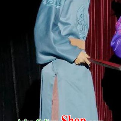 Chinese Traditional Ming Dynasty Scholar Ma Shiying Clothing Stage Performance Historical Drama Peach Blossom Fan Apparels Costumes Ancient Retainer Garment and Headwear