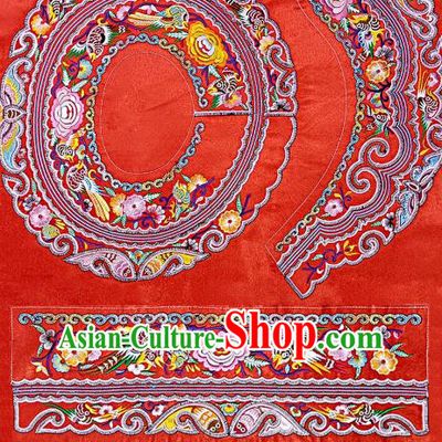 Chinese Traditional Ethnic Embroidered Peony Birds Red Patch Decoration Embroidery Applique Craft Embroidered Accessories