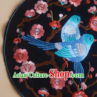 Chinese Traditional Ethnic Embroidered Plum Birds Patch Decoration Embroidery Applique Craft Embroidered Accessories