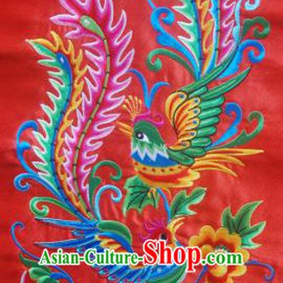 Chinese Traditional Embroidered Phoenix Flower Red Patch Decoration Embroidery Applique Craft Embroidered Dress Accessories