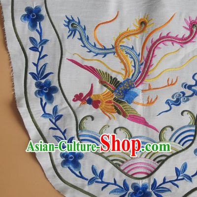 Chinese Traditional Embroidered Wave Phoenix White Patch Decoration Embroidery Applique Craft Embroidered Accessories