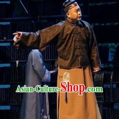 Chinese Traditional Qing Dynasty Buddhist Master Yang Renshan Clothing Stage Performance Historical Drama Apparels Costumes Ancient Elderly Scholar Garment and Headwear
