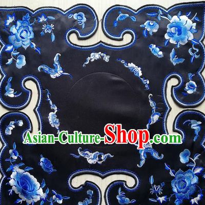 Chinese Traditional Embroidered Peony Butterfly Pattern Black Collar Patch Decoration Embroidery Craft Embroidered Accessories