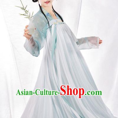 Top Chinese Traditional Tang Dynasty Noble Infanta Hanfu Apparels Ancient Royal Princess Historical Costumes Blouse and Long Skirt Complete Set