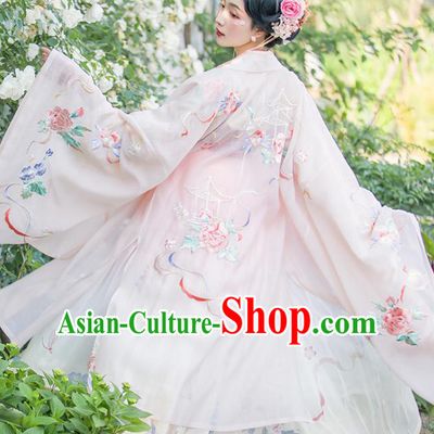 Traditional Chinese Tang Dynasty Imperial Concubine Hanfu Dress Apparels Ancient Court Woman Embroidered Cape and Skirt Historical Costumes Full Set