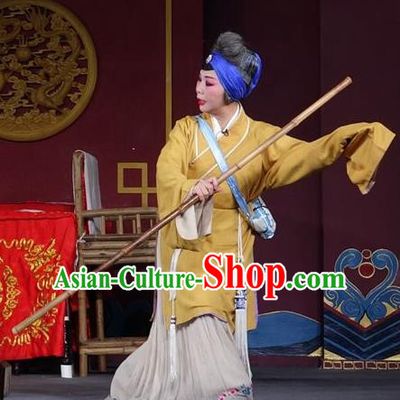 Chinese Sichuan Opera Highlights Pantaloon Garment Costumes and Headdress Chun Hua Zou Xue Traditional Peking Opera Dame Dress Elderly Female Servant Apparels