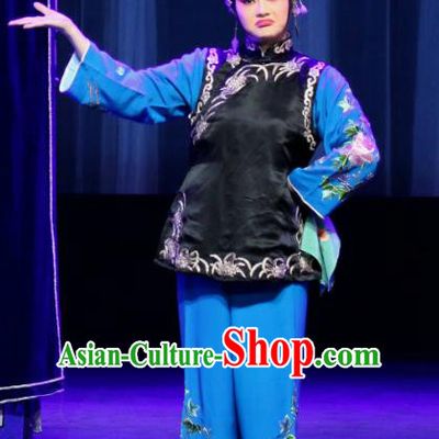 Chinese Sichuan Opera Highlights Female Servant Garment Costumes and Headdress Traditional Peking Opera Dress Maid Lady Apparels