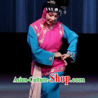 Chinese Sichuan Opera Highlights Maid Lady Garment Costumes and Headdress Traditional Peking Opera Xiaodan Dress Servant Girl Apparels