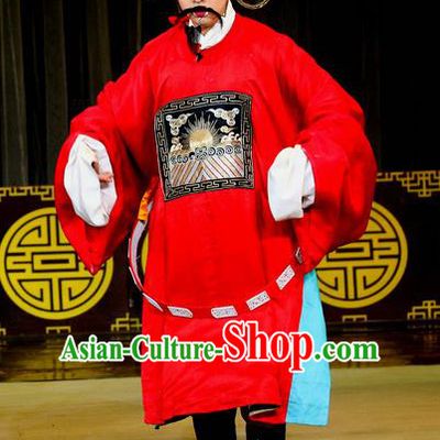 Chinese Sichuan Opera Clown Apparels Costumes and Headpieces Peking Opera Highlights Official Garment Magistrate Zhao Chong Clothing