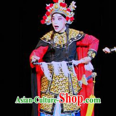 Fu Gui Rong Hua Chinese Sichuan Opera Takefu Armor Apparels Costumes and Headpieces Peking Opera Highlights Wusheng Garment Martial Male Qian Rongsong Clothing
