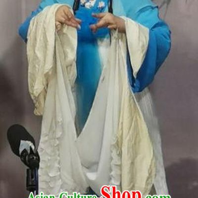 Chinese Sichuan Opera Highlights Diva Liu Chunhua Garment Costumes and Headdress Chun Hua Zou Xue Traditional Peking Opera Actress Blue Dress Apparels
