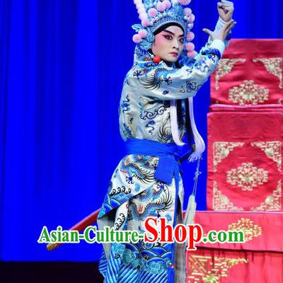 Bei Mang Mountain Chinese Sichuan Opera Martial Male Apparels Costumes and Headpieces Peking Opera Highlights Wusheng Garment Prince Ji Shudai Clothing