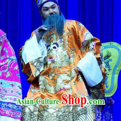 Bei Mang Mountain Chinese Sichuan Opera Lord Apparels Costumes and Headpieces Peking Opera Highlights Elderly Male Garment Emperor Zhouxiang Clothing