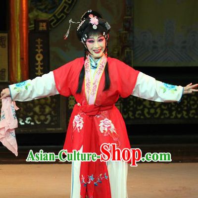 Chinese Sichuan Opera Highlights Maid Lady Garment Costumes and Headdress En Chou Ji Traditional Peking Opera Young Beauty Dress Actress Qian Suyun Apparels