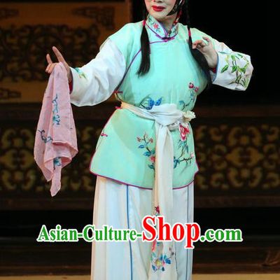 Chinese Sichuan Opera Highlights Servant Girl Garment Costumes and Headdress En Chou Ji Traditional Peking Opera Young Female Dress Diva Qian Suyun Apparels