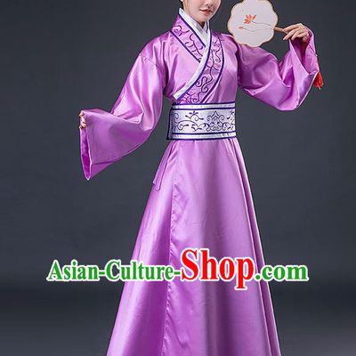 Traditional Chinese Han Dynasty Court Maid Purple Hanfu Dress Apparels Ancient Drama Palace Lady Historical Costumes for Women