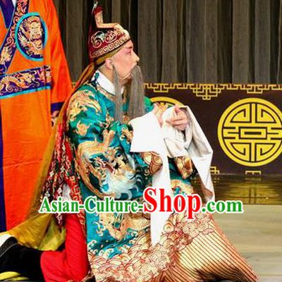 Zhan Huang Pao Chinese Sichuan Opera Official Gao Huaide Apparels Costumes and Headpieces Peking Opera Highlights Laosheng Garment Elderly Male Clothing