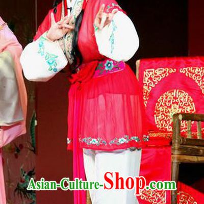 Chinese Sichuan Highlights Opera Maid Lady Garment Costumes and Headdress Zuan Gou Dong Traditional Peking Opera Servant Girl Dress Xiaodan Apparels