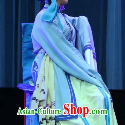 Chinese Sichuan Opera Highlights Distress Maiden Garment Costumes and Headdress Bai Mian Hu Xiao Fang Traditional Peking Opera Young Female Dress Diva Geng Niang Apparels