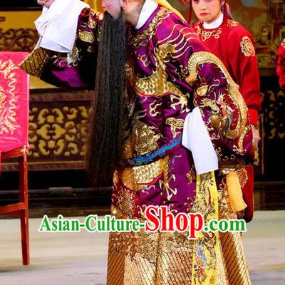 Bai Shou Tu Chinese Sichuan Opera Laosheng Apparels Costumes and Headpieces Peking Opera Highlights Elderly Male Garment Official Zhang Tianzuo Clothing
