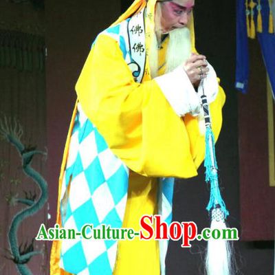 The Romance of Hairpin Chinese Sichuan Opera Monk Apparels Costumes and Headpieces Peking Opera Highlights Elderly Male Garment Abbot Clothing