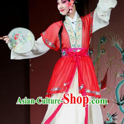 Chinese Sichuan Opera Highlights Servant Girl Garment Costumes and Headdress Hu Lian Nao Chai Traditional Peking Opera Xiaodan Dress Maid Lady Xiao Ying Apparels