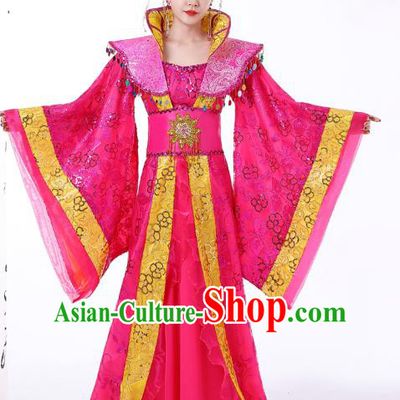 Chinese Ancient Imperial Consort Rosy Hanfu Dress Apparels Traditional Drama Tang Dynasty Court Woman Historical Costumes Complete Set
