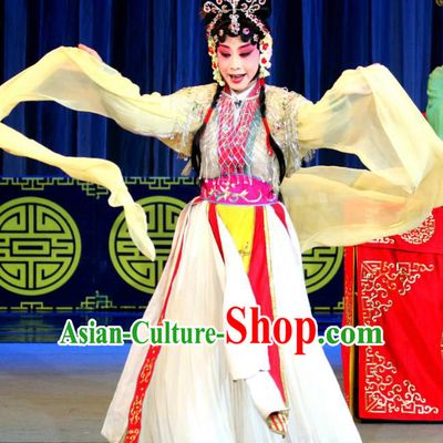 Chinese Sichuan Highlights Opera Goddess Garment Costumes and Headdress Xi Yi Traditional Peking Opera Actress Dress Hua Tan Apparels