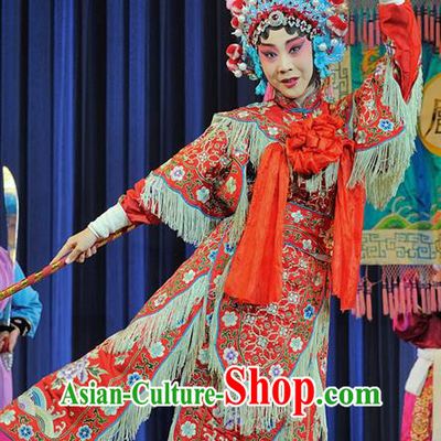 Chinese Sichuan Highlights Opera Tao Ma Tan Garment Costumes and Headdress Hu Jia Zhuang Traditional Peking Opera Martial Female Dress Hu Sanniang Apparels