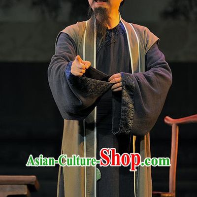 Gua Yin Zhi Xian Chinese Sichuan Opera Elderly Male Apparels Costumes and Headpieces Peking Opera Highlights Upright Man Yu Bingyuan Garment Clothing