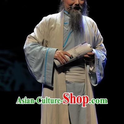Gua Yin Zhi Xian Chinese Sichuan Opera Old Man Apparels Costumes and Headpieces Peking Opera Highlights Elderly Scholar Yu Bingyuan Garment Laosheng Clothing