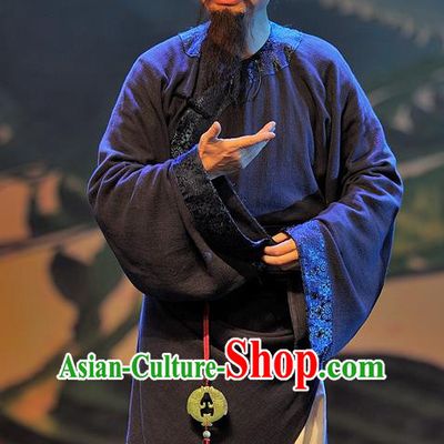 Gua Yin Zhi Xian Chinese Sichuan Opera Scholar Yu Bingyuan Apparels Costumes and Headpieces Peking Opera Highlights Elderly Male Garment Laosheng Clothing