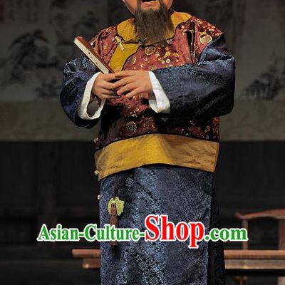 Gua Yin Zhi Xian Chinese Sichuan Opera Elderly Male Apparels Costumes and Headpieces Peking Opera Highlights Laosheng Garment Lei Mengchu Clothing