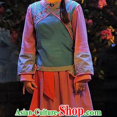 Chinese Sichuan Highlights Opera Village Girl Yu Yang Garment Costumes and Headdress Gua Yin Zhi Xian Traditional Peking Opera Xiaodan Dress Young Lady Apparels