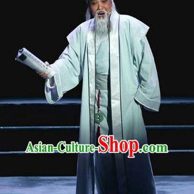Gua Yin Zhi Xian Chinese Sichuan Opera Laosheng Apparels Costumes and Headpieces Peking Opera Highlights Elderly Scholar Garment Yu Bingyuan Clothing