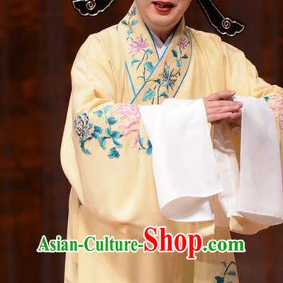 Chun Qiu Pei Chinese Bangzi Opera Xiaosheng Apparels Costumes and Headpieces Traditional Hebei Clapper Opera Young Male Garment Scholar Li Chunfa Clothing