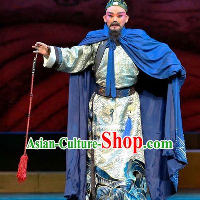 Cang Sheng Zai Shang Chinese Sichuan Opera Elderly Man Apparels Costumes and Headpieces Peking Opera Highlights Official Garment Laosheng Zhang Penghe Clothing