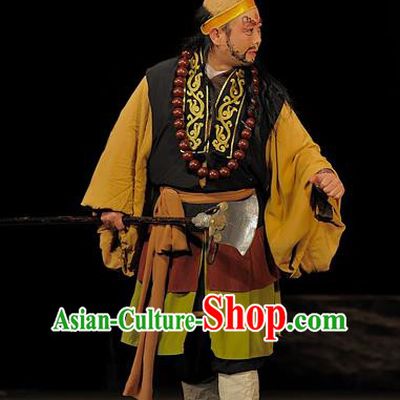 The Mountain of Fire Chinese Sichuan Opera Sha Wujing Apparels Costumes and Headpieces Peking Opera Highlights Monk Garment Clothing