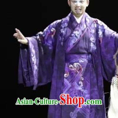 Luo Xiahong Chinese Sichuan Opera Minister Apparels Costumes and Headpieces Peking Opera Highlights Clown Garment Purple Clothing