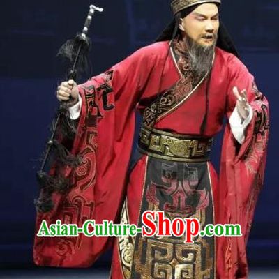 Luo Xiahong Chinese Sichuan Opera Minister Apparels Costumes and Headpieces Peking Opera Highlights Official Garment Elderly Male Clothing