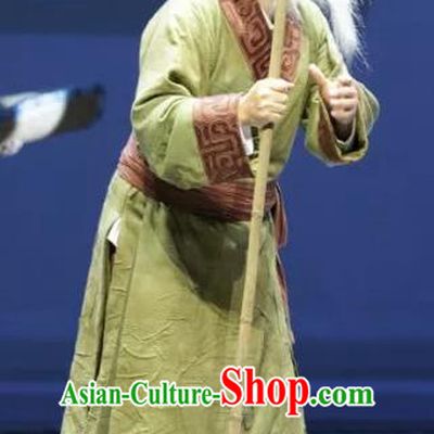 Luo Xiahong Chinese Sichuan Opera Elderly Male Apparels Costumes and Headpieces Peking Opera Highlights Old Servant Garment Clothing