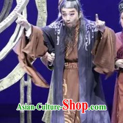 Luo Xiahong Chinese Sichuan Opera Laosheng Apparels Costumes and Headpieces Peking Opera Highlights Elderly Scholar Garment Clothing