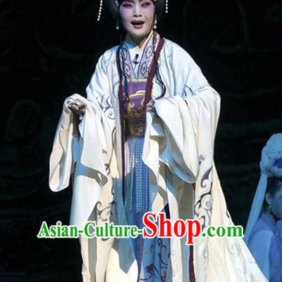 Chinese Hebei Clapper Opera Hua Tan Garment Costumes and Headdress Te Bai City Traditional Bangzi Opera Court Lady Dress Princess Apparels